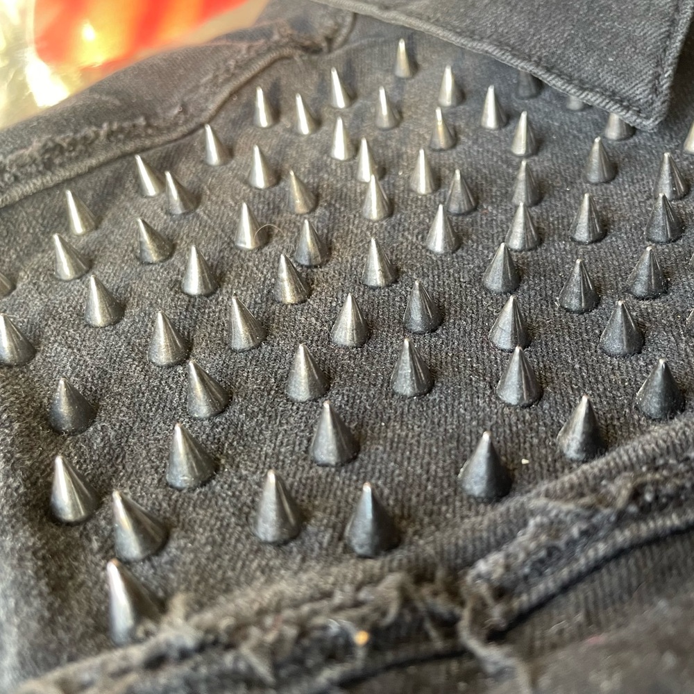 Custom Denim Jacket Givenchy Inspired Spikes Fray… - image 2